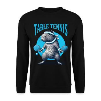 Capybara Lustiges Tischtennis Abenteurer - Unisex Pullover - Schwarz - Vorne - Alina (178cm) & Michal (187cm)