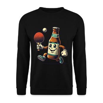 Bierflasche Tischtennis Lustiger Spaß - Unisex Pullover - Schwarz - Vorne - Alina (178cm) & Michal (187cm)