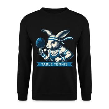 Bunny Table Tennis Master Vintage Retro Style - Unisex Sweatshirt - black - Front - Alina (178cm) & Michal (187cm)