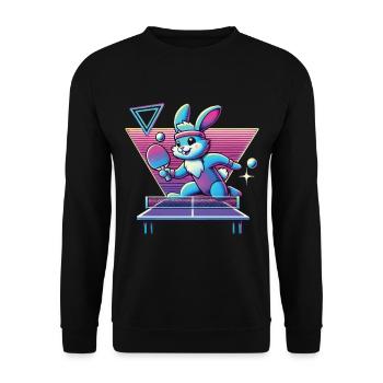 Vaporwave Lapin de Tennis de Table Sinthwave Retro - Sweat-shirt Unisexe - noir - Devant - Alina (178cm) & Michal (187cm)