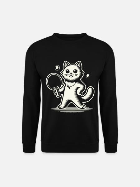 Cute cat playing table tennis - Unisex Sweatshirt - black
