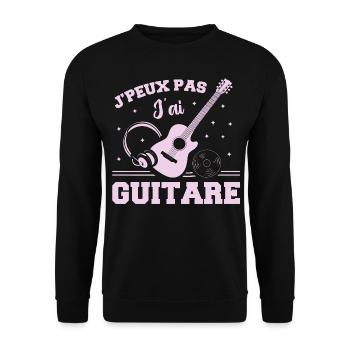 Je Peux Pas J ai Guitare - Sweat-shirt Unisexe - noir - Devant - Alina (178cm) & Michal (187cm)