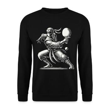 Ninja Table Tennis Master Funny Motif - Unisex Sweatshirt - black - Front - Alina (178cm) & Michal (187cm)