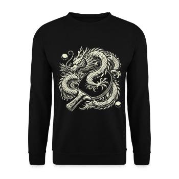Dragons and table tennis bats Artistic motif - Unisex Sweatshirt - black - Front - Alina (178cm) & Michal (187cm)