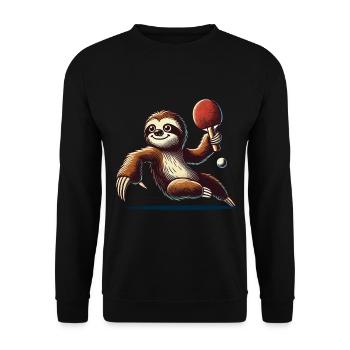 Funny Sloth Cartoon Table Tennis Adventure - Unisex Sweatshirt - black - Front - Alina (178cm) & Michal (187cm)