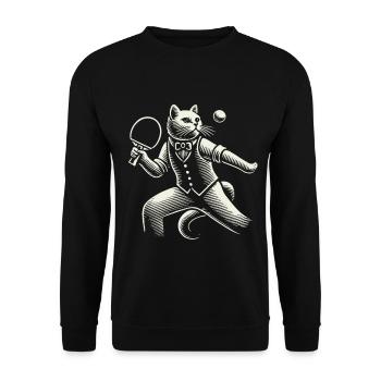 Cute Cat Plays Table Tennis Masterfully - Unisex Sweatshirt - black - Front - Alina (178cm) & Michal (187cm)