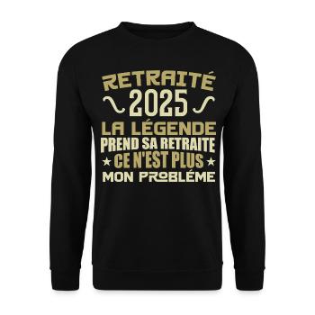Humour Cadeau Retraité 2025, Retraité En 2025 - Sweat-shirt Unisexe - noir - Devant - Alina (178cm) & Michal (187cm)