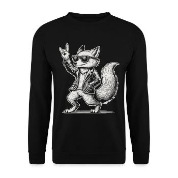 Musique rock Drôle Heavy Metal Fox Concert - Sweat-shirt Unisexe - noir - Devant - Alina (178cm) & Michal (187cm)