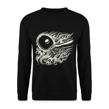 Fiery Table Tennis Racket for Dynamic Games - Unisex Sweatshirt - black - Front - Alina (178cm) & Michal (187cm)