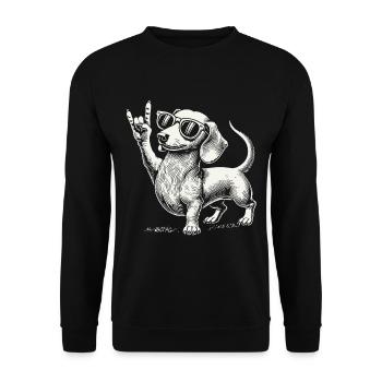 Musique rock Drôle Heavy Metal Teckel Concert - Sweat-shirt Unisexe - noir - Devant - Alina (178cm) & Michal (187cm)