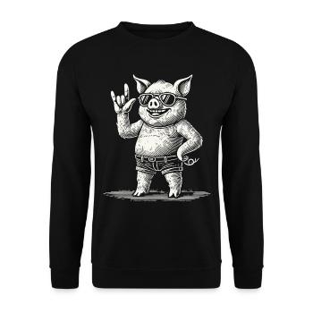 Funny Retro Rock Concert Heavy Metal Festival - Unisex Sweatshirt - black - Front - Alina (178cm) & Michal (187cm)