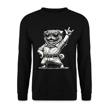 Lustiges Rock Musik Heavy Metal Festival Retro - Unisex Pullover - Schwarz - Vorne - Alina (178cm) & Michal (187cm)