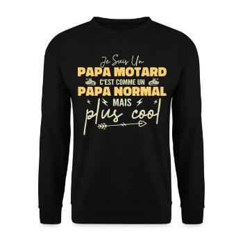 Biker dad like a normal but cooler dad - Unisex Sweatshirt - black - Front - Alina (178cm) & Michal (187cm)