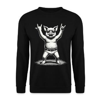 Rock Music Festival Pig Metal Concert Fun - Unisex Sweatshirt - black - Front - Alina (178cm) & Michal (187cm)