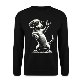 Musique rock drôle teckel chien concert design - Sweat-shirt Unisexe - noir - Devant - Alina (178cm) & Michal (187cm)