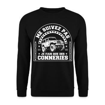 me suivez pas je fais que des conneries - Sweat-shirt Unisexe - noir - Devant - Alina (178cm) & Michal (187cm)