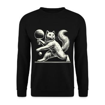 Cute cat playing table tennis with charm - Unisex Sweatshirt - black - Front - Alina (178cm) & Michal (187cm)