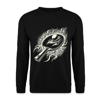 Fiery Table Tennis Racket Passion - Unisex Sweatshirt - black - Front - Alina (178cm) & Michal (187cm)