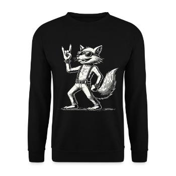 Rock Musik Fuchs Konzert Festival Design - Unisex Pullover - Schwarz - Vorne - Alina (178cm) & Michal (187cm)