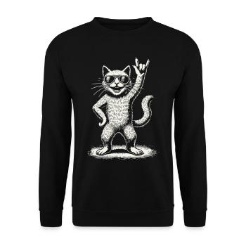 Musique rock Drôle de chat Concert de heavy metal - Sweat-shirt Unisexe - noir - Devant - Alina (178cm) & Michal (187cm)