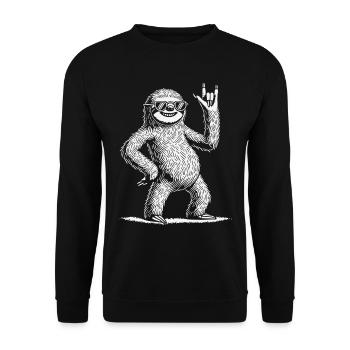 Lustiges Faultier Rock Musik Heavy Metal Konzert - Unisex Pullover - Schwarz - Vorne - Alina (178cm) & Michal (187cm)
