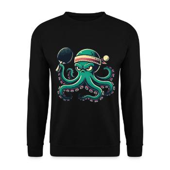 Funny Table Tennis Octopus Cartoon With Racket - Unisex Sweatshirt - black - Front - Alina (178cm) & Michal (187cm)