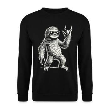 Faultier Rock Musik Heavy Metal Konzert Festival - Unisex Pullover - Schwarz - Vorne - Alina (178cm) & Michal (187cm)