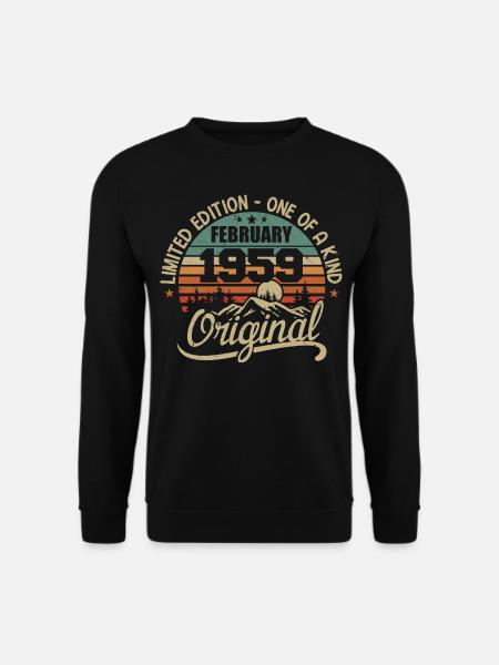 Geboren im Februar 1959 Vintage Geschenk - Februar 1959 - Unisex Pullover - Schwarz