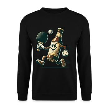 Lustige Bierflasche Tischtennis Spaß Design - Unisex Pullover - Schwarz - Vorne - Alina (178cm) & Michal (187cm)