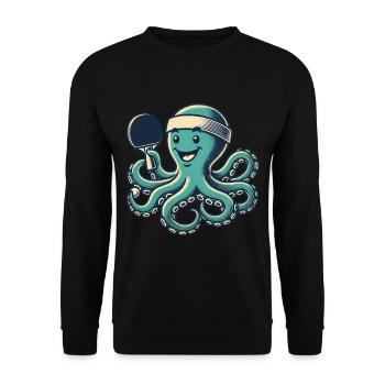 Tennis de table pieuvre dessin animé drôle rétro - Sweat-shirt Unisexe - noir - Devant - Alina (178cm) & Michal (187cm)