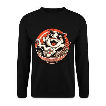 Chat des nouilles ramen streetwear japonaises - Sweat-shirt Unisexe - noir - Devant - Alina (178cm) & Michal (187cm)