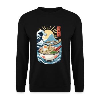 Ramen Noodles Ukiyo-E Japanese Retro Streetwear - Unisex Sweatshirt - black - Front - Alina (178cm) & Michal (187cm)