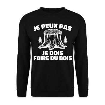 Je peux pas je dois faire du bois - Sweat-shirt Unisexe - noir - Devant - Alina (178cm) & Michal (187cm)