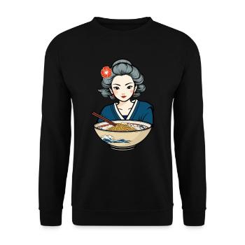 Japanese Ukiyo-E Retro Ramen Aesthetic Noodles - Unisex Sweatshirt - black - Front - Alina (178cm) & Michal (187cm)