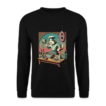 Ramen Nouilles Chat Lover Kawaii Rétro Japon - Sweat-shirt Unisexe - noir - Devant - Alina (178cm) & Michal (187cm)