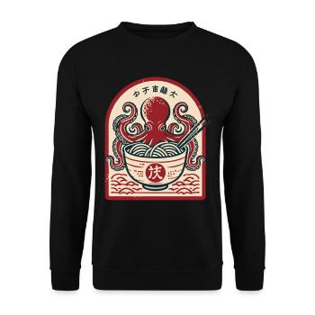 Nouilles Ramen Ukiyo-e Octopus Retro Japon - Sweat-shirt Unisexe - noir - Devant - Alina (178cm) & Michal (187cm)