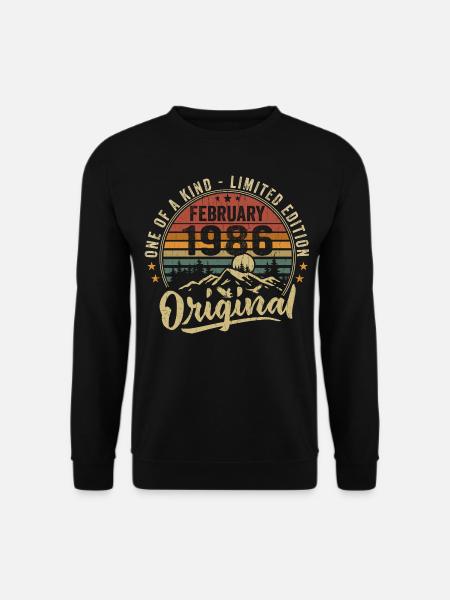 Geburtstagsgeschenk Februar 1986 Cool Februar 1986 - Unisex Pullover - Schwarz