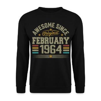 February 1964 61st Anniversary Gift, February 1964 - Unisex Sweatshirt - black - Front - Alina (178cm) & Michal (187cm)