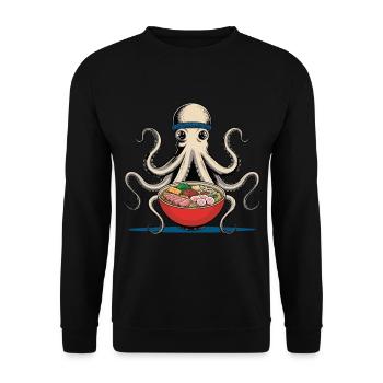 Japanisch Ramen Nudeln Anime Oktopus Illustration - Unisex Pullover - Schwarz - Vorne - Alina (178cm) & Michal (187cm)