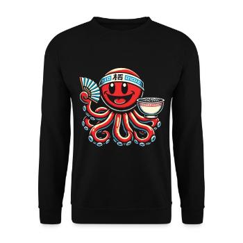 Japanese Anime Ramen Noodles Octopus Fun - Unisex Sweatshirt - black - Front - Alina (178cm) & Michal (187cm)