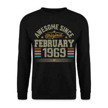 February 1969 56th Anniversary Gift, February 1969 - Unisex Sweatshirt - black - Front - Alina (178cm) & Michal (187cm)