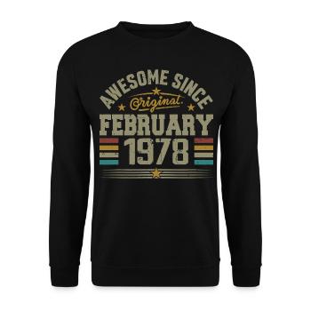 February 1978 47th Anniversary Gift, February 1978 - Unisex Sweatshirt - black - Front - Alina (178cm) & Michal (187cm)