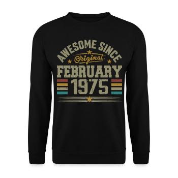February 1975 50th Anniversary Gift, February 1975 - Unisex Sweatshirt - black - Front - Alina (178cm) & Michal (187cm)