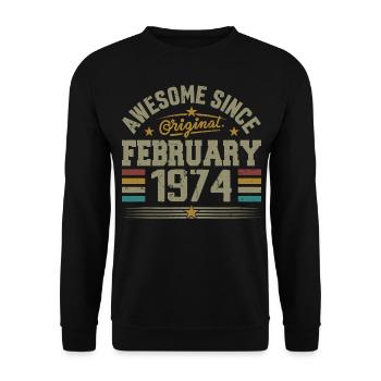 February 1974 51st Anniversary Gift, February 1974 - Unisex Sweatshirt - black - Front - Alina (178cm) & Michal (187cm)