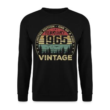 Cadeau Vintage Février 1965 Rétro Février 1965 - Sweat-shirt Unisexe - noir - Devant - Alina (178cm) & Michal (187cm)