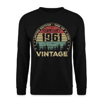 Cadeau Vintage Février 1961 Rétro Février 1961 - Sweat-shirt Unisexe - noir - Devant - Alina (178cm) & Michal (187cm)