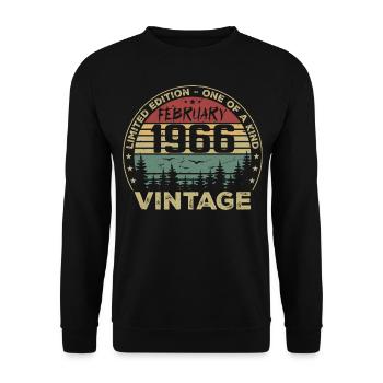 Cadeau Vintage Février 1966 Rétro Février 1966 - Sweat-shirt Unisexe - noir - Devant - Alina (178cm) & Michal (187cm)