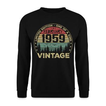 Cadeau Vintage Février 1959 Rétro Février 1959 - Sweat-shirt Unisexe - noir - Devant - Alina (178cm) & Michal (187cm)