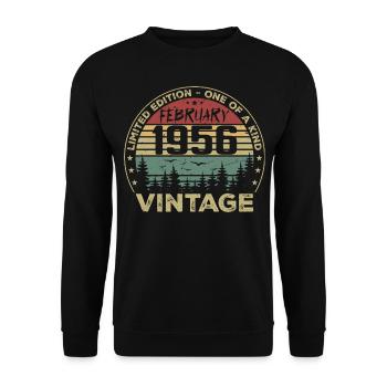 Cadeau Vintage Février 1956 Rétro Février 1956 - Sweat-shirt Unisexe - noir - Devant - Alina (178cm) & Michal (187cm)
