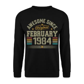 February 1984 41st Anniversary Gift, February 1984 - Unisex Sweatshirt - black - Front - Alina (178cm) & Michal (187cm)